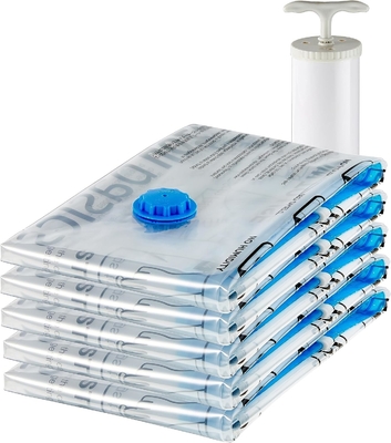 Amazon Basics Sacchetti di stoccaggio a zip a compressione a vuoto con pompa a mano, medio, 5 confezioni, bianco, blu cielo