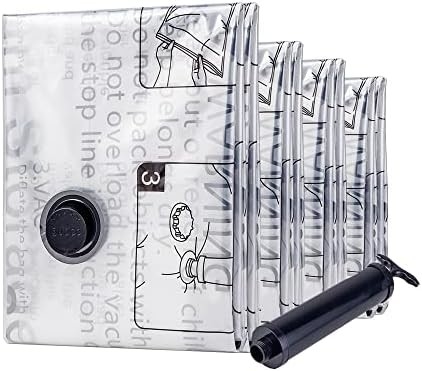 SUOCO 8 SACCHI MEDIUM VACUUM, SACCHI SPAZIO-SAVORE con pompa a mano di viaggio, SACCHI DI COMPRAZIONE AIRTIGHT SEALER per abbigliamento