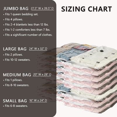 SUOCO 8 SACCHI MEDIUM VACUUM, SACCHI SPAZIO-SAVORE con pompa a mano di viaggio, SACCHI DI COMPRAZIONE AIRTIGHT SEALER per abbigliamento