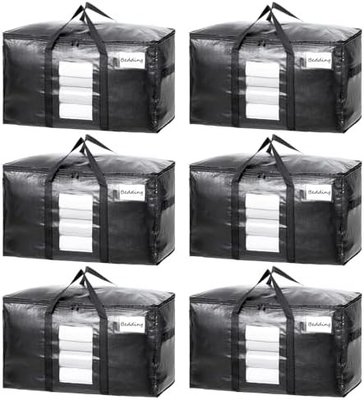 TAILI Extra Large Moving Bags, 4 Pack Heavy Duty Tote per lo stoccaggio con finestra visibile, manicotti, sacchetto di stoccaggio