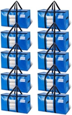 TAILI Extra Large Moving Bags, 4 Pack Heavy Duty Tote per lo stoccaggio con finestra visibile, manicotti, sacchetto di stoccaggio