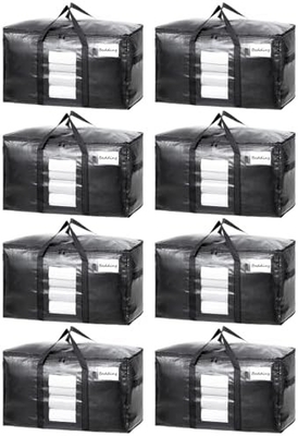 TAILI Extra Large Moving Bags, 4 Pack Heavy Duty Tote per lo stoccaggio con finestra visibile, manicotti, sacchetto di stoccaggio