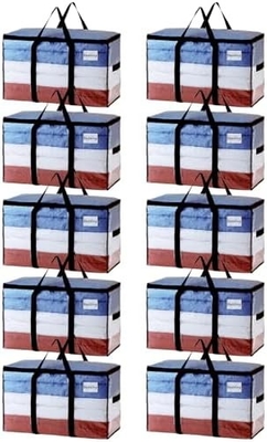 TAILI Extra Large Moving Bags, 4 Pack Heavy Duty Tote per lo stoccaggio con finestra visibile, manicotti, sacchetto di stoccaggio