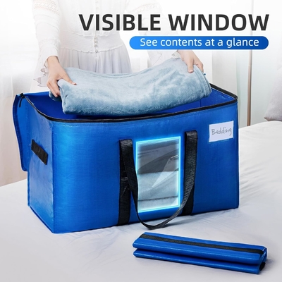 TAILI Extra Large Moving Bags, 4 Pack Heavy Duty Tote per lo stoccaggio con finestra visibile, manicotti, sacchetto di stoccaggio