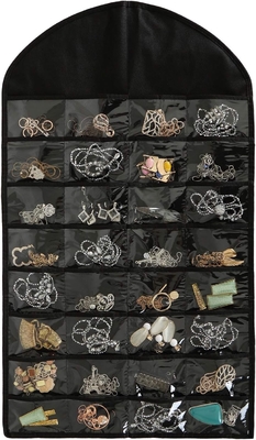 FORAINEAM 3 PACK HANGING JEWELRY ORGANIZER 32 POCKETS 18 HOOK AND LOOPS Colletto porta orecchini braccialetto anello display
