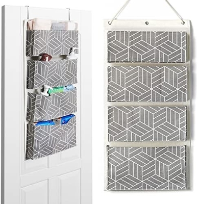 2pcs grande sacchetto per il ripostiglio appeso a parete, porta armadio lino tessuto tasche organizzatore, impermeabile per il soggiorno camera da letto