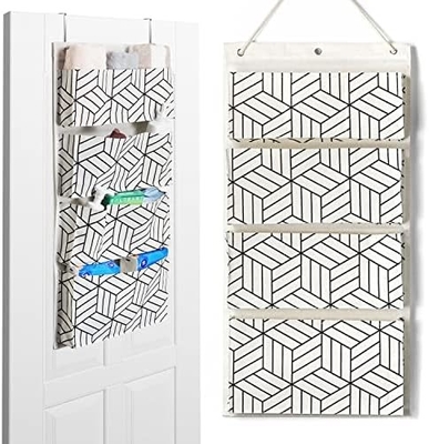 2pcs grande sacchetto per il ripostiglio appeso a parete, porta armadio lino tessuto tasche organizzatore, impermeabile per il soggiorno camera da letto
