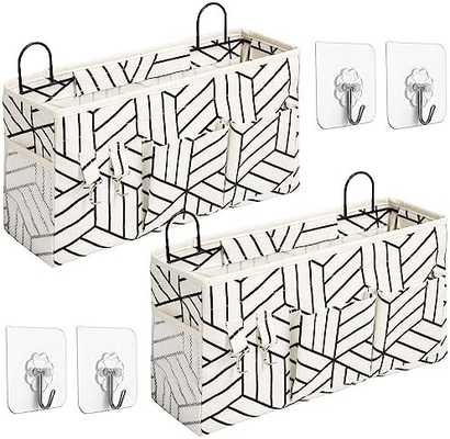 2pcs grande sacchetto per il ripostiglio appeso a parete, porta armadio lino tessuto tasche organizzatore, impermeabile per il soggiorno camera da letto