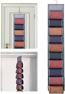 Organizzatore di deposito per armadio, sistema di organizzatore di armadio appeso, porta armadi grigi con 20 rotoli