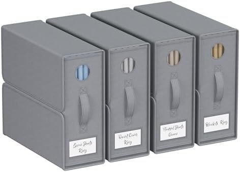Organizzatori e deposito di lenzuola, 4-pack, Queen/King Size (Grigia), Organizzatore di lenzuola da letto, contenitori di stoccaggio in tessuto per lenzuola da letto,
