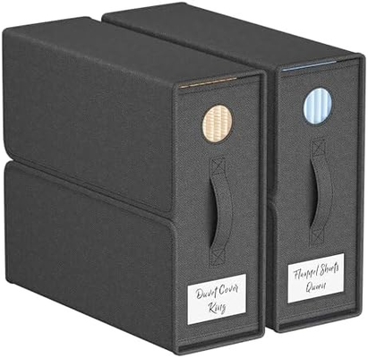 Organizzatori e deposito di lenzuola, 4-pack, Queen/King Size (Grigia), Organizzatore di lenzuola da letto, contenitori di stoccaggio in tessuto per lenzuola da letto,
