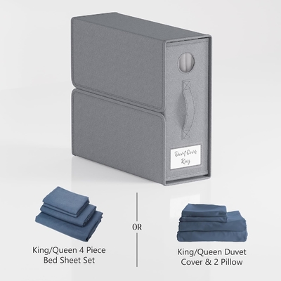 Organizzatori e deposito di lenzuola, 4-pack, Queen/King Size (Grigia), Organizzatore di lenzuola da letto, contenitori di stoccaggio in tessuto per lenzuola da letto,