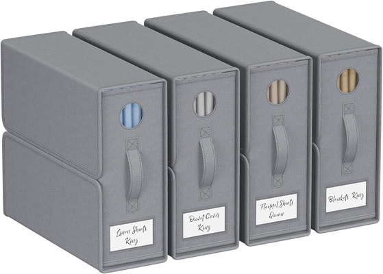 Organizzatori e deposito di lenzuola, 4-pack, Queen/King Size (Grigia), Organizzatore di lenzuola da letto, contenitori di stoccaggio in tessuto per lenzuola da letto,