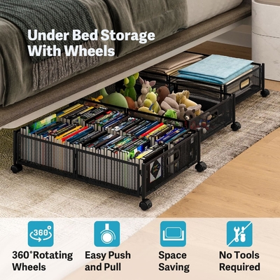 Dispositivi sotto il letto con ruote contenitori di deposito sotto il letto grande metallo pieghevole risparmio di spazio sotto il letto cassetto scarpa