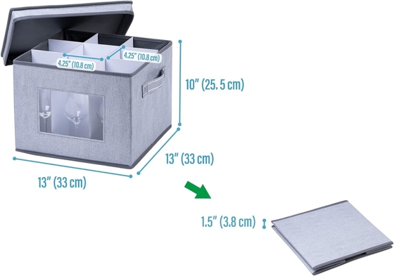 VENO 2 Pack Wine Glass Storage Box con coperchio e maniglie, Glasswares, organizzatore cinese, ottimo per il movimento, il trasporto.