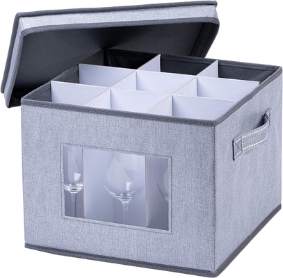 VENO 2 Pack Wine Glass Storage Box con coperchio e maniglie, Glasswares, organizzatore cinese, ottimo per il movimento, il trasporto.