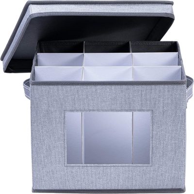 VENO 2 Pack Wine Glass Storage Box con coperchio e maniglie, Glasswares, organizzatore cinese, ottimo per il movimento, il trasporto.