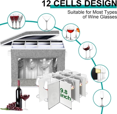 HOMYFORT VINO VASCALE STEMWARE CASI DI MANAGERATO, CHINA CONTENITORI DI MANAGERATO scatola con divisori guscio duro per 12 cristallo