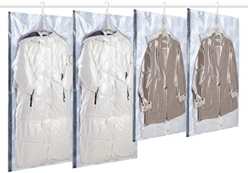 TAILI Sacchetti per la conservazione a vuoto appesi Sacchetti per il risparmio di spazio, set di 4 (2 lunghi, 2 corti), sacchetti sigillatori a vuoto trasparenti per abbigliamento