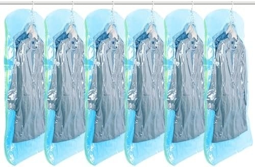 TAILI Sacchetti per la conservazione a vuoto appesi Sacchetti per il risparmio di spazio, set di 4 (2 lunghi, 2 corti), sacchetti sigillatori a vuoto trasparenti per abbigliamento