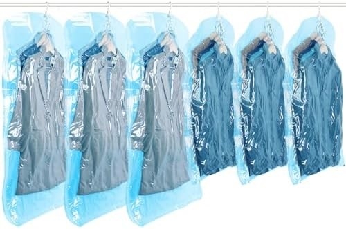 TAILI Sacchetti per la conservazione a vuoto appesi Sacchetti per il risparmio di spazio, set di 4 (2 lunghi, 2 corti), sacchetti sigillatori a vuoto trasparenti per abbigliamento