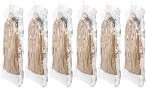 TAILI Sacchetti per la conservazione a vuoto appesi Sacchetti per il risparmio di spazio, set di 4 (2 lunghi, 2 corti), sacchetti sigillatori a vuoto trasparenti per abbigliamento