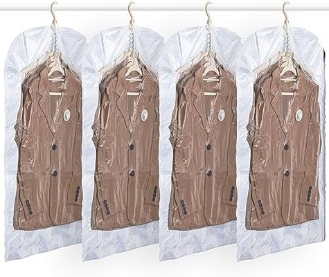 TAILI Sacchetti per la conservazione a vuoto appesi Sacchetti per il risparmio di spazio, set di 4 (2 lunghi, 2 corti), sacchetti sigillatori a vuoto trasparenti per abbigliamento