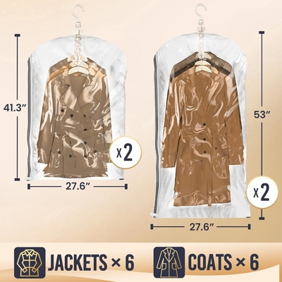 TAILI Sacchetti per la conservazione a vuoto appesi Sacchetti per il risparmio di spazio, set di 4 (2 lunghi, 2 corti), sacchetti sigillatori a vuoto trasparenti per abbigliamento