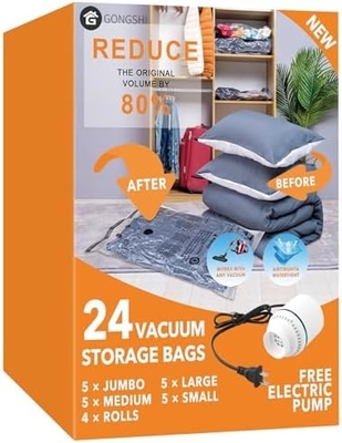 12 sacchetti di stoccaggio a vuoto (3 X JUMBO, 3 X LARGE, 3 X MEDIUM, 3 X SMALL)