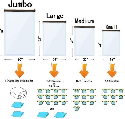 12 sacchetti di stoccaggio a vuoto (3 X JUMBO, 3 X LARGE, 3 X MEDIUM, 3 X SMALL)