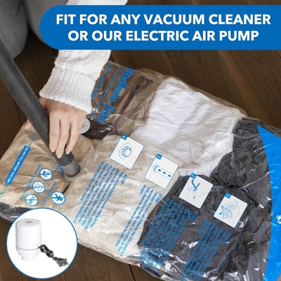 8 PAKETTI VACUUM SACCHI CON PUMPA D'AIR ELETTRICA, 2 JUMBO, 2 GRANDI, 2 MEDI, 2 piccole borse