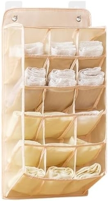 3D NUOVO DURABLE ORGANIZATORE DISPENDO D'ALBERGO con tasche a maglia 3D, ripiano di parete, guardaroba, sacchetto di stoccaggio (BEIGE-2PACK)