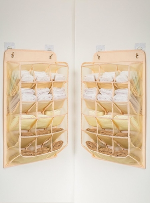 3D NUOVO DURABLE ORGANIZATORE DISPENDO D'ALBERGO con tasche a maglia 3D, ripiano di parete, guardaroba, sacchetto di stoccaggio (BEIGE-2PACK)