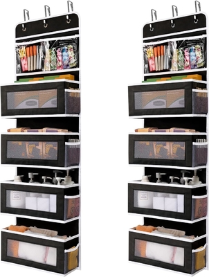 JARLINK 2 Pacchetto 5 scaffali sopra porta organizzatore appesa, montatura a parete pieghevole 4 grande tasca grande capacità di stoccaggio con PVC