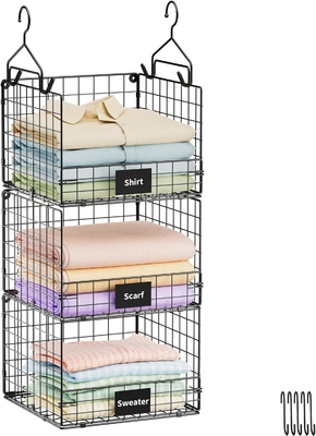 Sonyabecca 3 livelli organizzatore armadio appeso con targa, abbigliamento appesi scaffali 5 S ganci, montaggio a parete e armadio