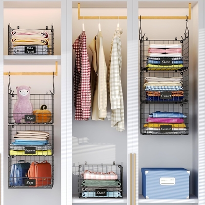 Sonyabecca 3 livelli organizzatore armadio appeso con targa, abbigliamento appesi scaffali 5 S ganci, montaggio a parete e armadio