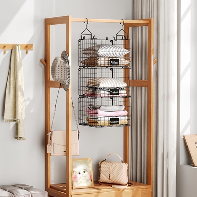 Sonyabecca 3 livelli organizzatore armadio appeso con targa, abbigliamento appesi scaffali 5 S ganci, montaggio a parete e armadio