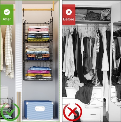Sonyabecca 3 livelli organizzatore armadio appeso con targa, abbigliamento appesi scaffali 5 S ganci, montaggio a parete e armadio