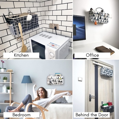 2 PC di cestini appesi per organizzare, cestino per il ripostiglio di tessuti, organizzatore per il ripostiglio, cucina, camera da letto, ufficio,