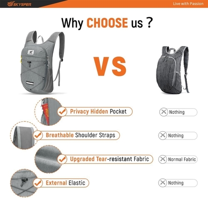 SKYSPER Backpack pieghevole per escursioni - 10L Piccolo Backpack leggero Respirante per uomini Donne