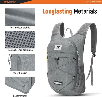 SKYSPER Backpack pieghevole per escursioni - 10L Piccolo Backpack leggero Respirante per uomini Donne