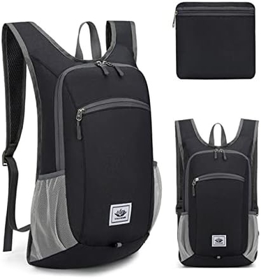 Zaino da escursione da 15L Ultraleggero Leggera Zaini da escursione da escursione da pacco resistenti all'acqua Zaino da giorno pieghevole per i viaggi (Grigia)