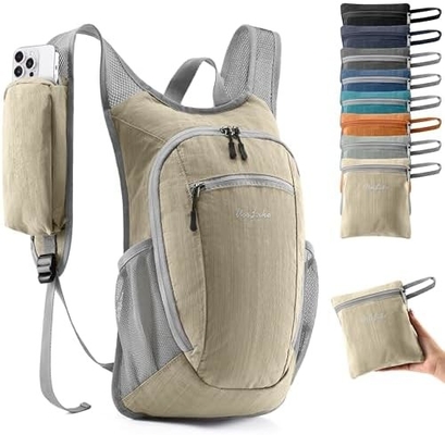 Zaino per escursioni piccolo da 10 litri Zaino da viaggio zaino da giorno Zaino da viaggio leggero da imballaggio per donne Uomini (Beige)