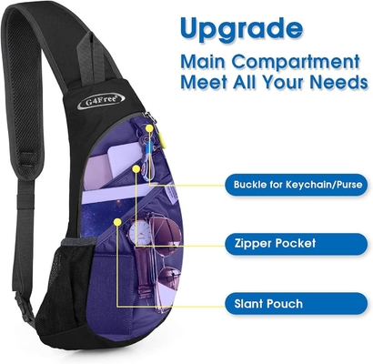 G4Free Sling Bag Uomini e donne Zaino a spalla Piccolo Corpo crociato Zaino a petto (Nero)
