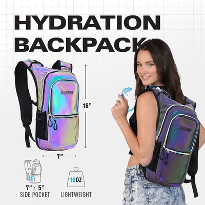 Sojourner Hydration Pack, Hydration Backpack - Water Backpack con 2 litri di vescica idratante, Festival Essential - Rave