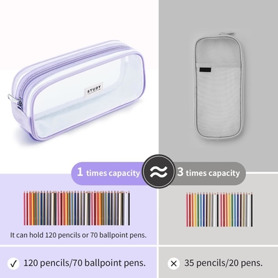 Kalidi Grid Mesh Cassa di matita Cassa di matita di grande capacità Cassa di matita grande Borsa di matita con cerniera Borsa di cartoleria semplice Penna estetica