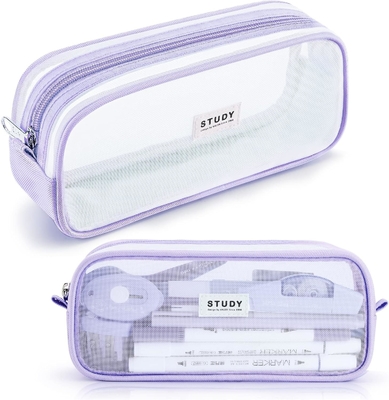 Kalidi Grid Mesh Cassa di matita Cassa di matita di grande capacità Cassa di matita grande Borsa di matita con cerniera Borsa di cartoleria semplice Penna estetica