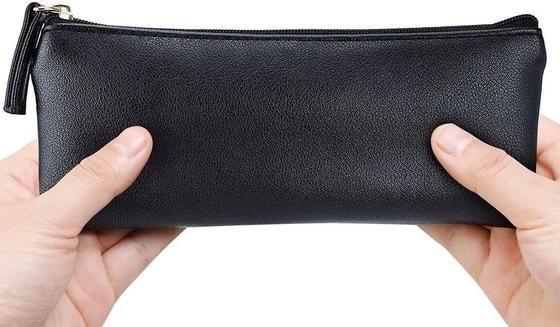 MROCO Cassa matita Borsa di matita Borsa di matita nera Borsa di matita in cuoio PU Borsa di matita con cerniera piccola Borsa di cerniera per matite, penne, marcatori, Makeu