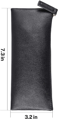 MROCO Cassa matita Borsa di matita Borsa di matita nera Borsa di matita in cuoio PU Borsa di matita con cerniera piccola Borsa di cerniera per matite, penne, marcatori, Makeu