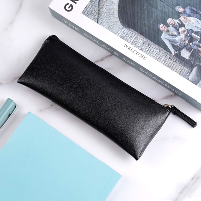 MROCO Cassa matita Borsa di matita Borsa di matita nera Borsa di matita in cuoio PU Borsa di matita con cerniera piccola Borsa di cerniera per matite, penne, marcatori, Makeu